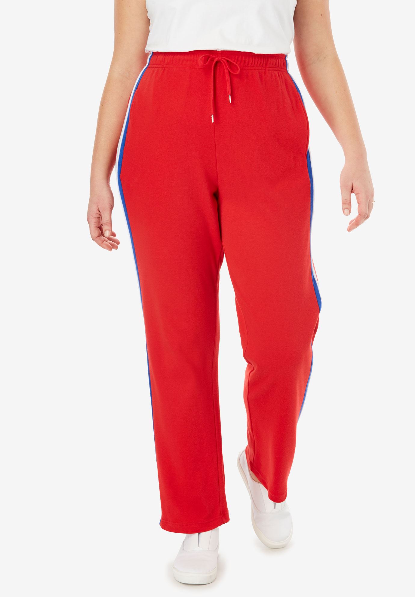 SideStripe Sport Knit Pants Plus Size Pant Sets Woman Within