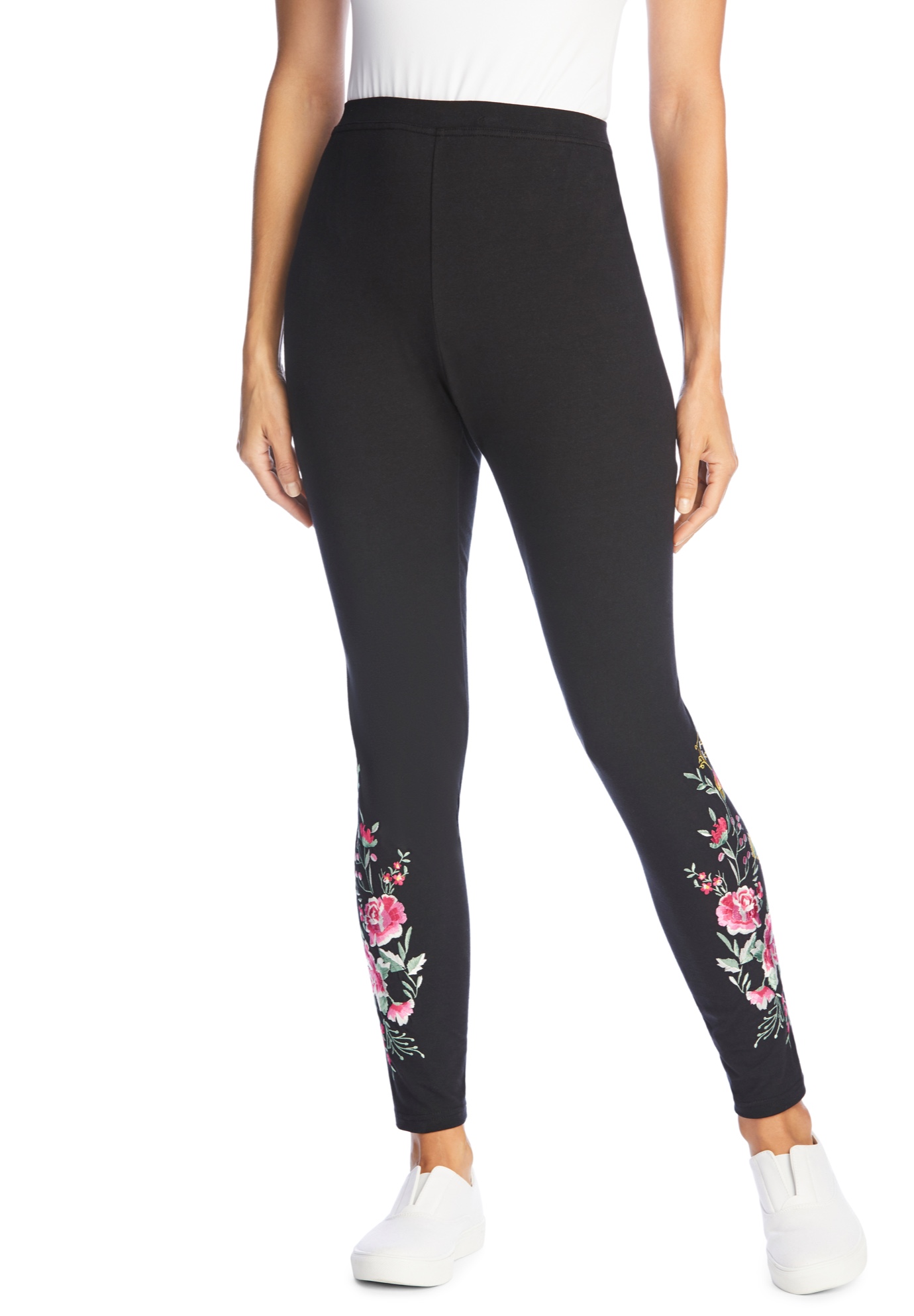 Stretch Cotton Embroidered Legging Woman Within