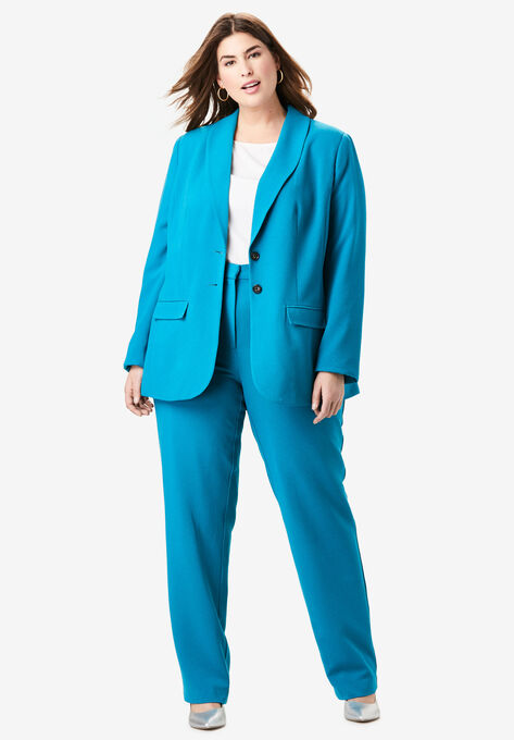 Single Breasted Pant Suit| Plus Size Petites | Woman Within