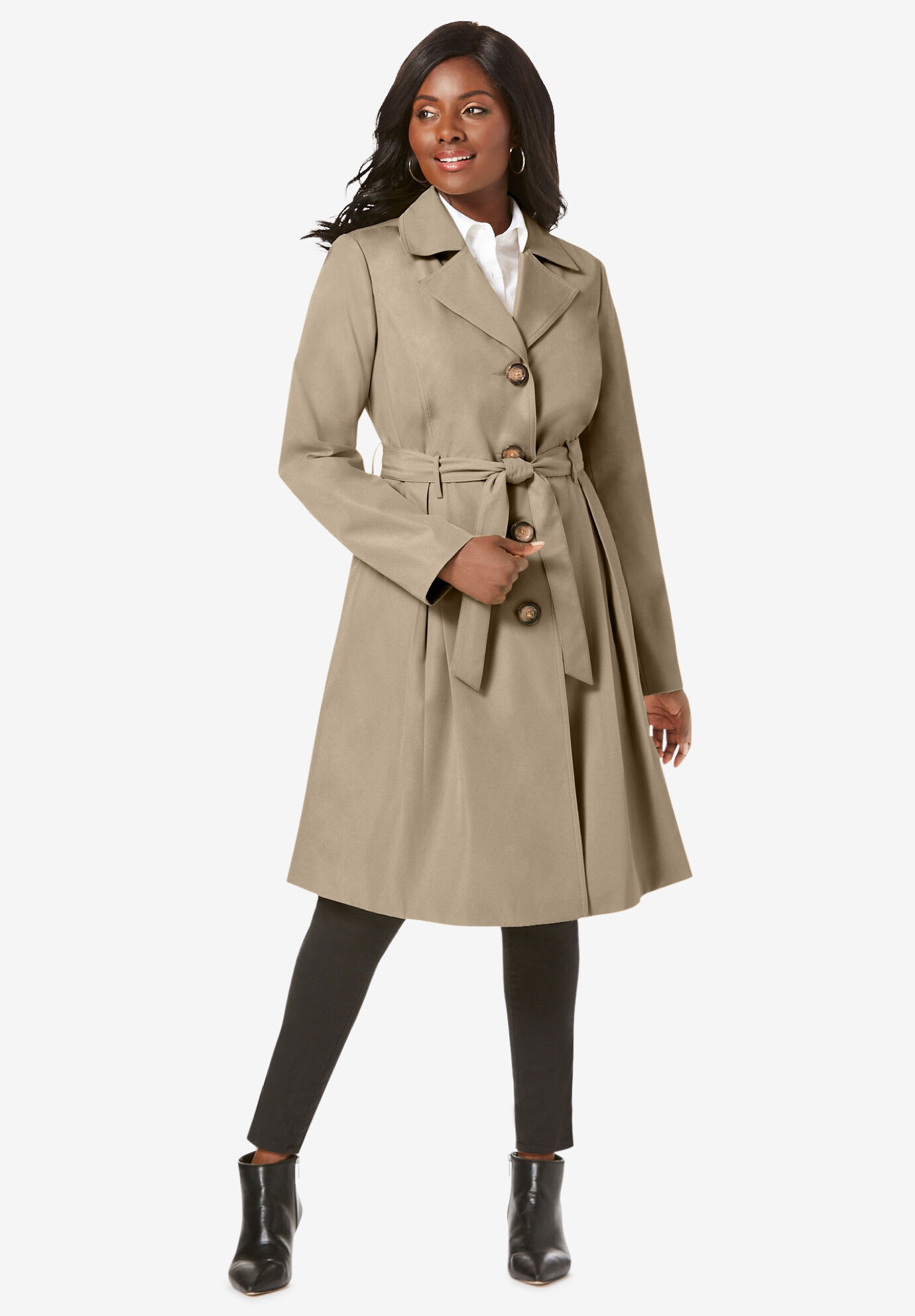 women's plus size short trench coat