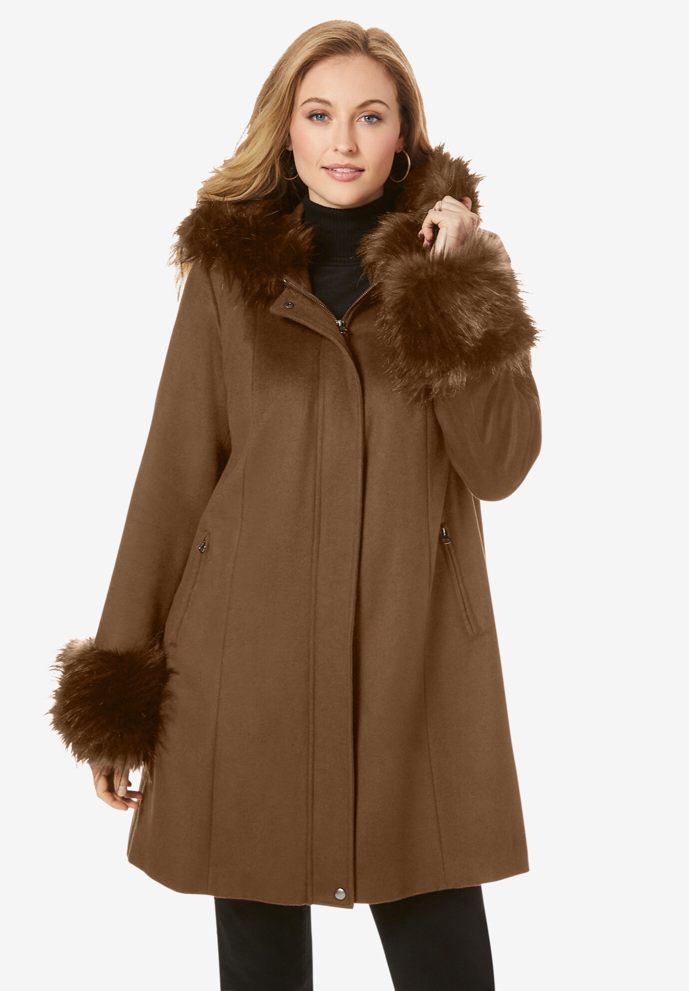 plus size wool coat with hood