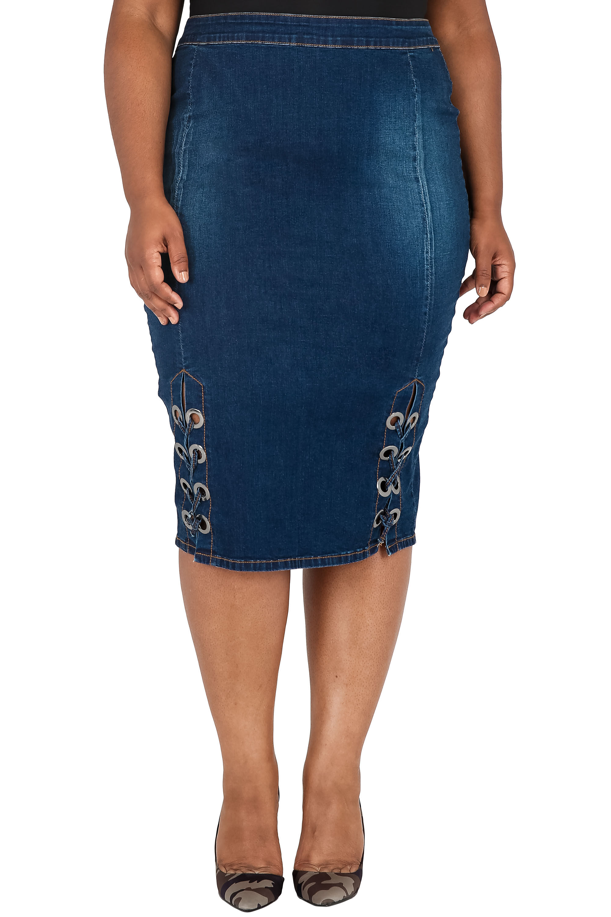 LIH HUA Women's Plus Size Denim Skirt Chic Elegant Skirt For Chubby Women  Autumn Cotton Knitted Skirt - AliExpress