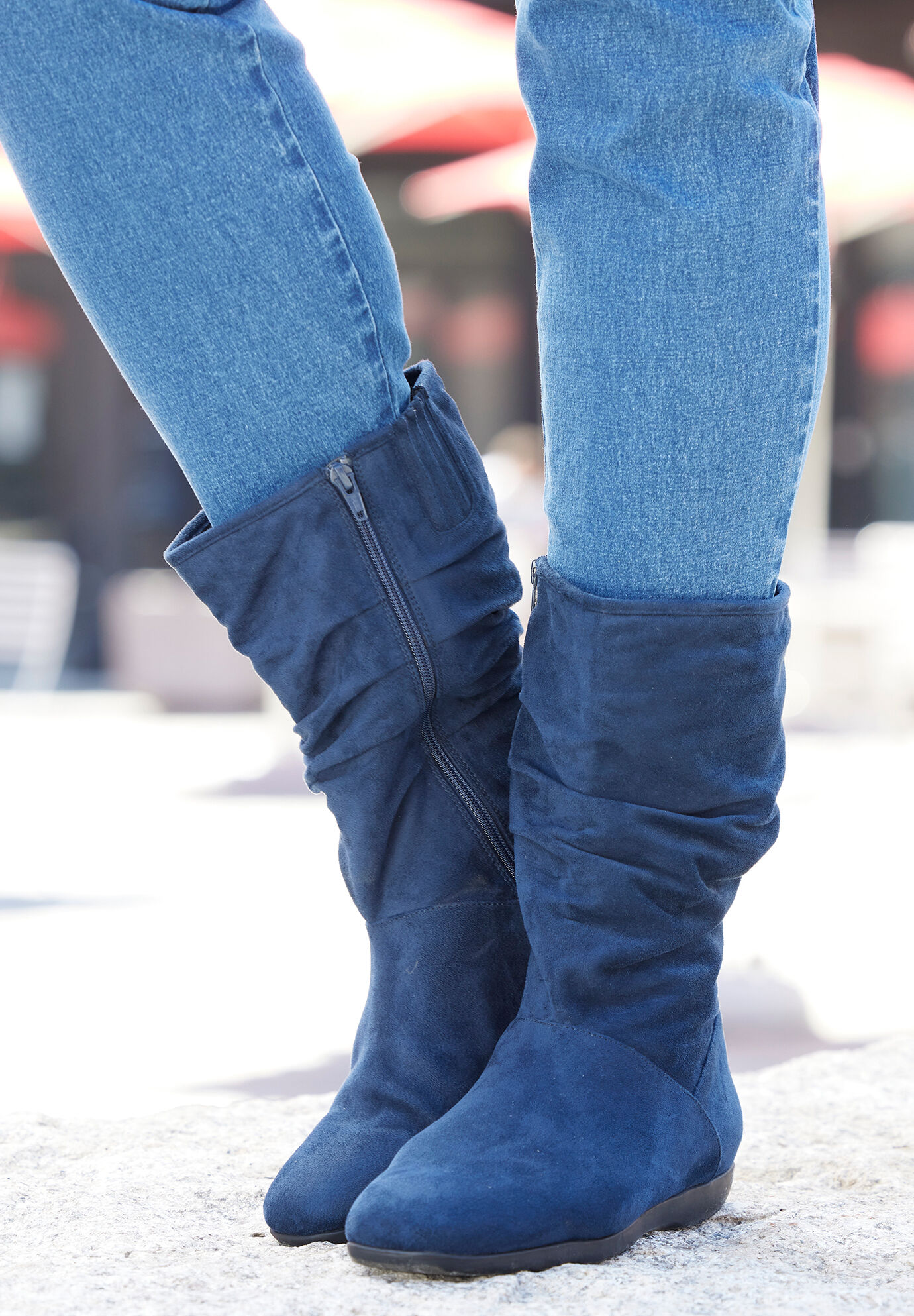 blue wide calf boots