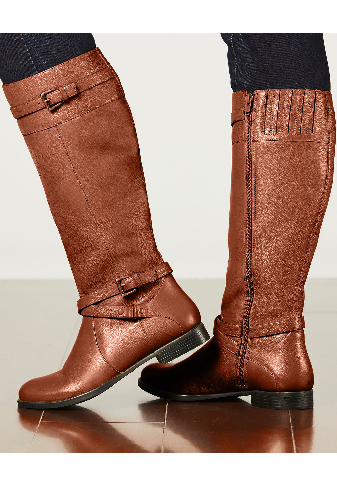 Wide calf deals leather boots