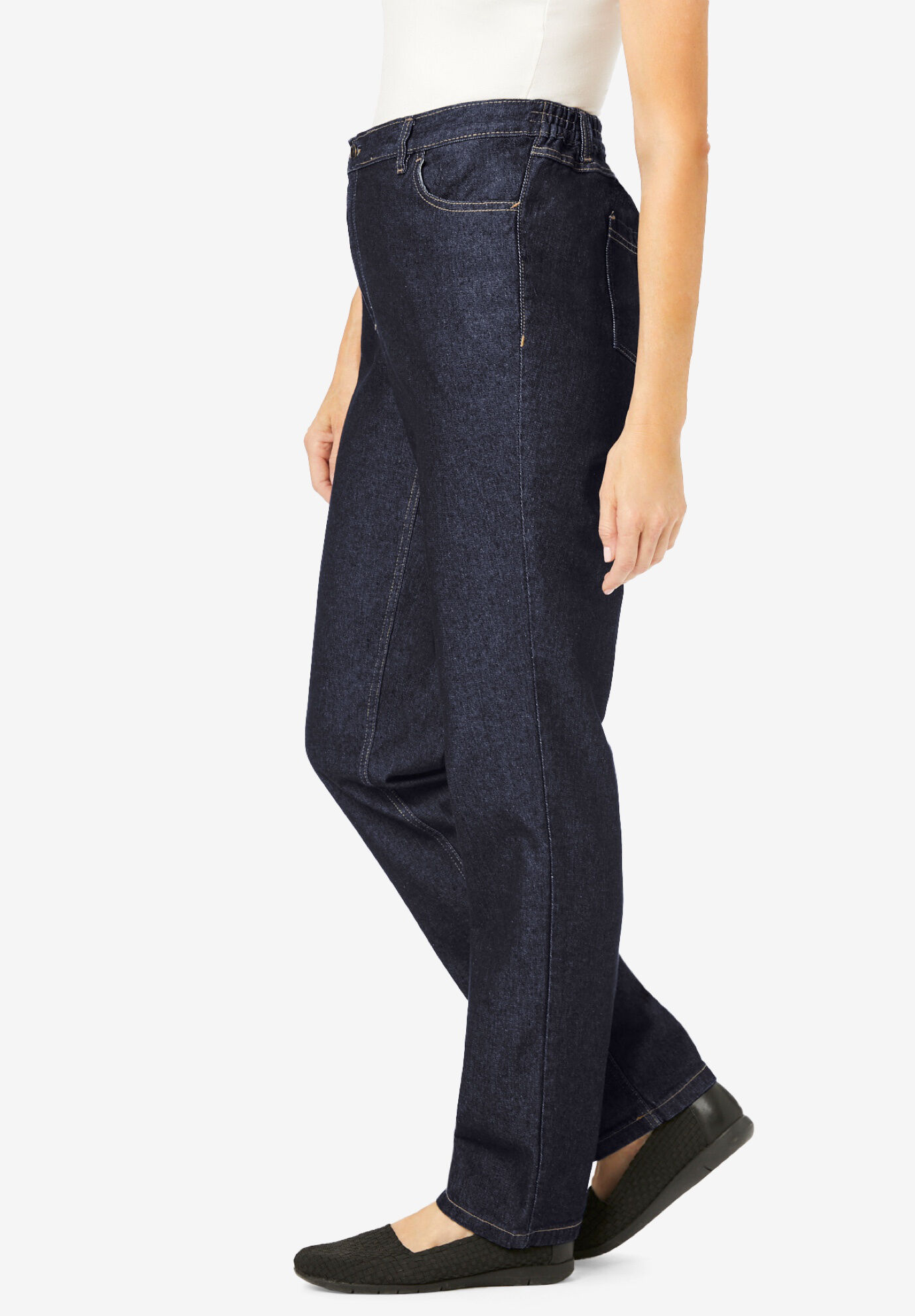 woman within elastic waist jeans