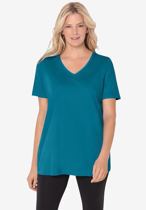 Perfect V Neck Tee Plus Size T Shirts Woman Within