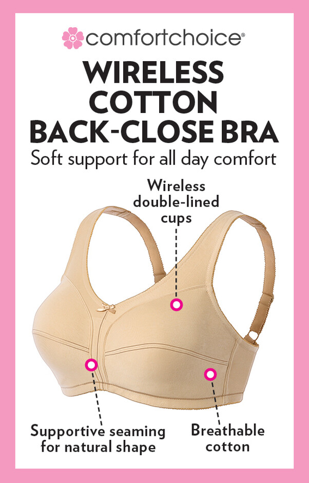 Comfort Choice Women's Plus Size Cotton Wireless Lightly Padded T
