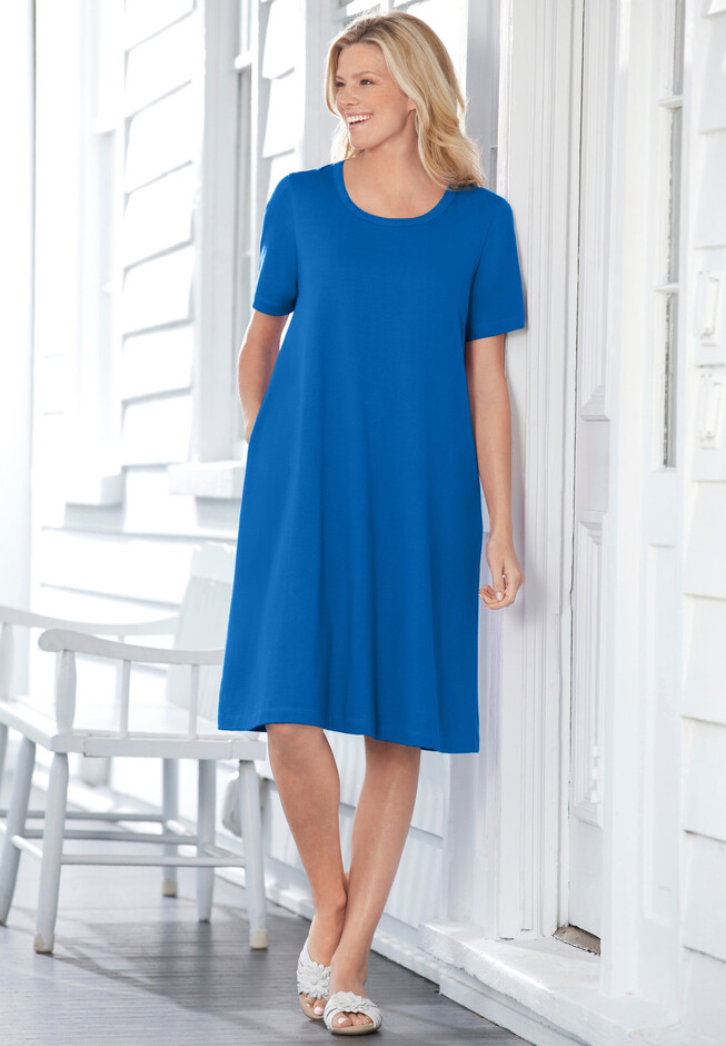 Plus Size Women's Fit & Flare Flyaway Dress by Catherines in Blue