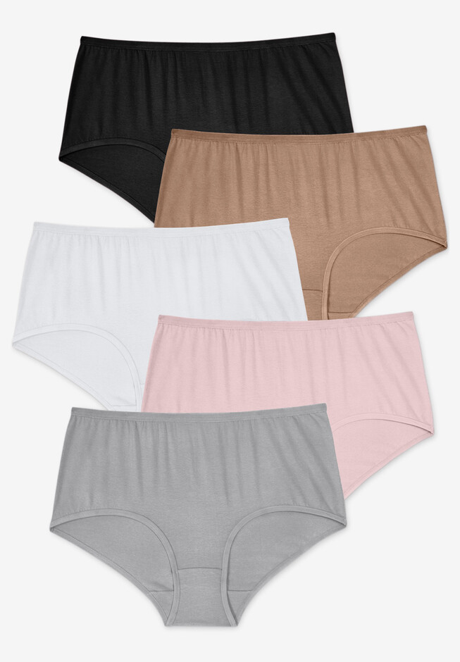 The CHM Supply Women's Cotton Brief Underwear, Multipack of 5 Stretch  Cotton Undies, Natural Fiber Women Panties (as1, alpha, x_s, plus, regular)  at  Women's Clothing store