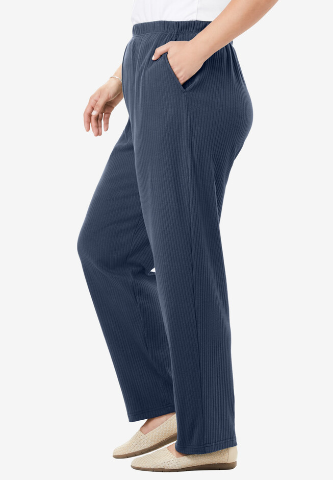 Woman Within Womens Plus Size Tall 7-Day Knit Straight Leg Pant - 1X