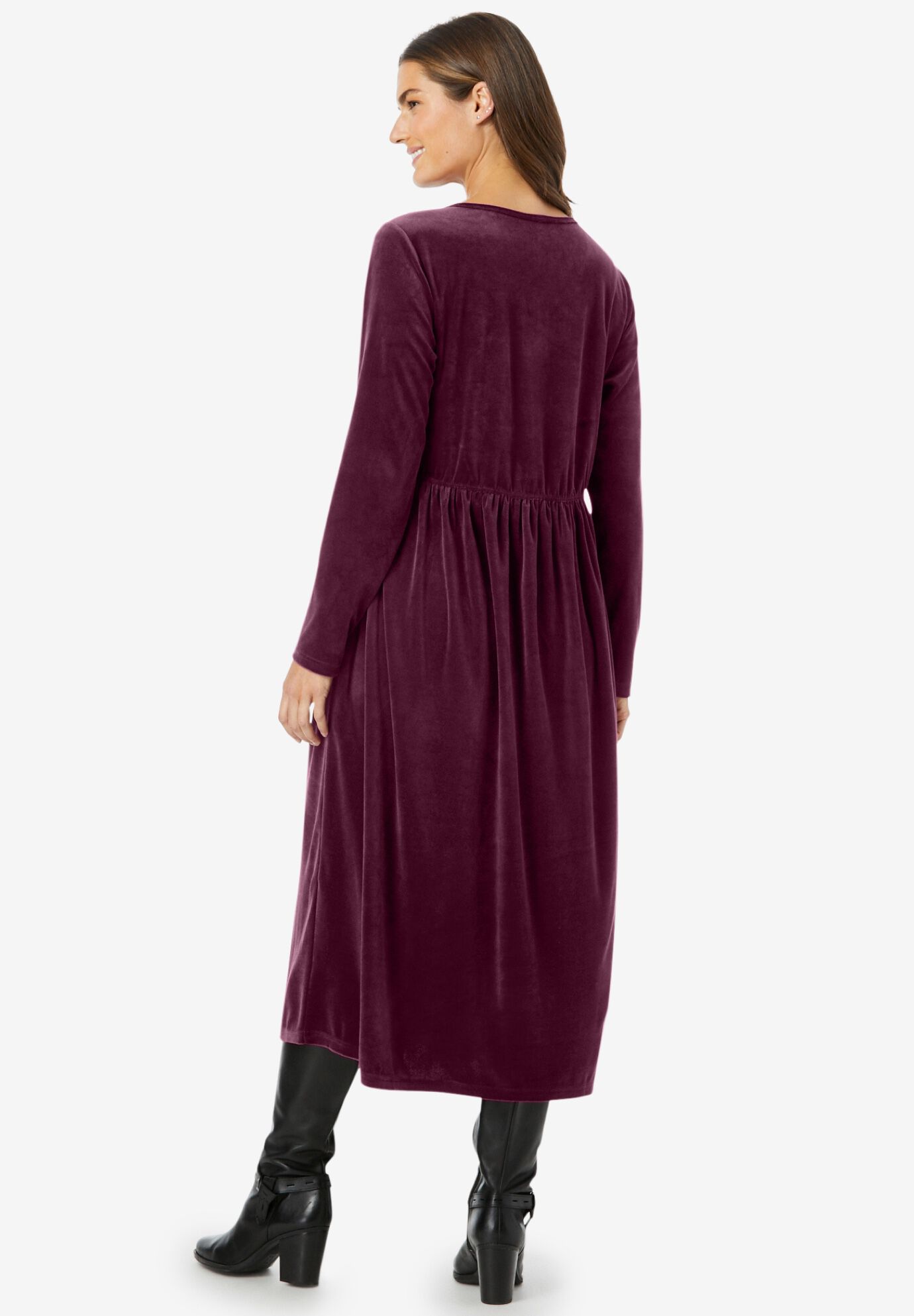 21-Button Velour Dress | Woman Within