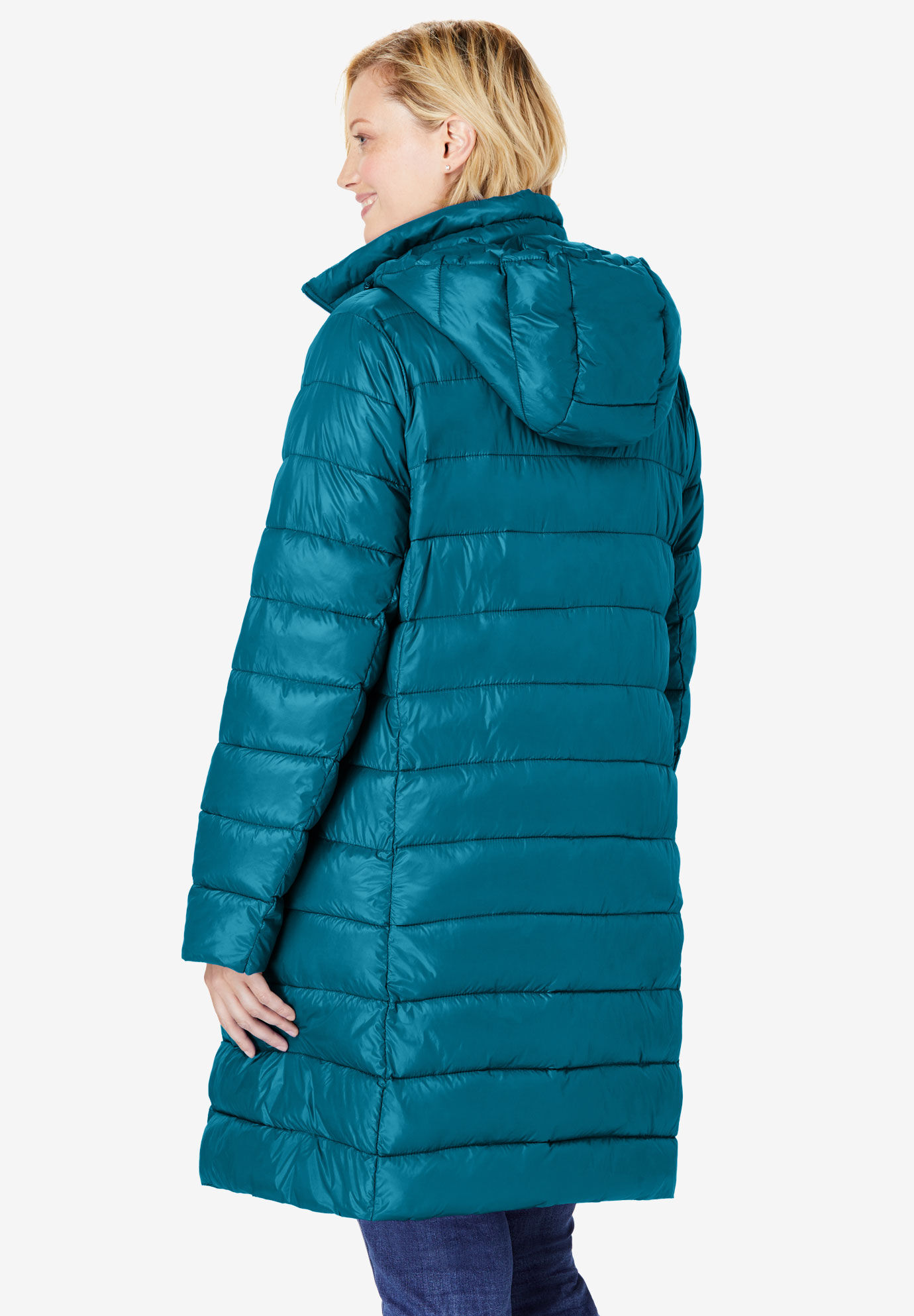 women's plus size packable puffer jacket