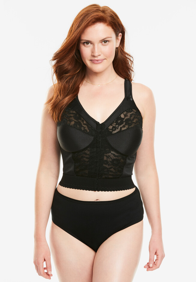Collections Etc Snap Front Seamless Bra With Ultra Wide Straps And
