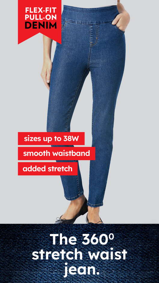 INC Denim Pull-On Elastic Waist Mid Rise Stretch Blue Jeans