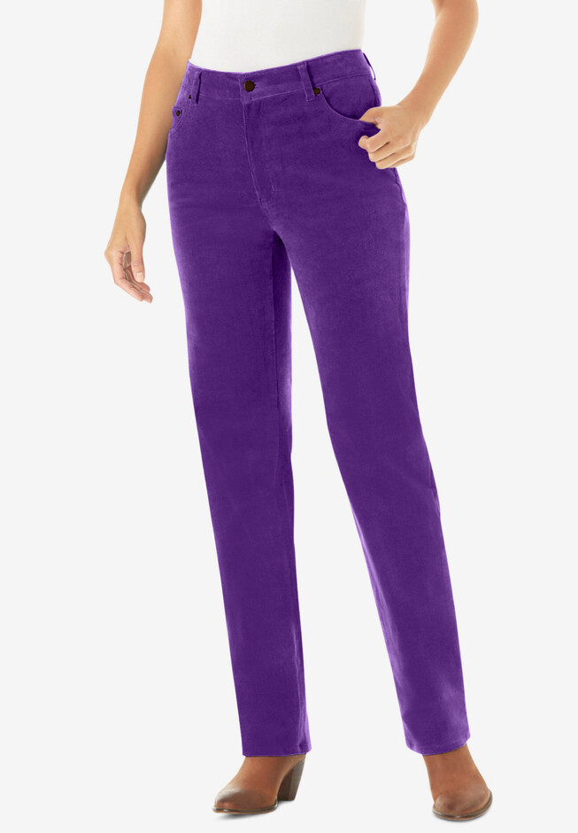 Woman Within Pants Womens 18W Petite Purple Cotton Stretch Pull On Elastic  Waist
