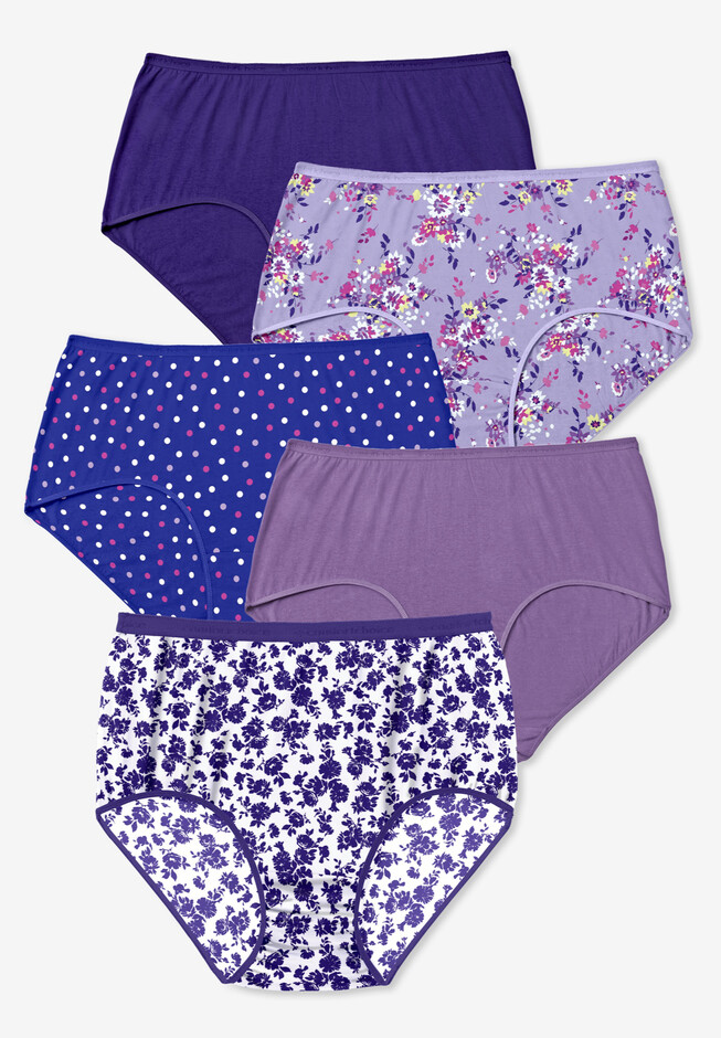 Plus Size Women's Cotton Brief 5-Pack by Comfort Choice in Evening Blue Cat  Pack (Size 9) Underwear - Yahoo Shopping