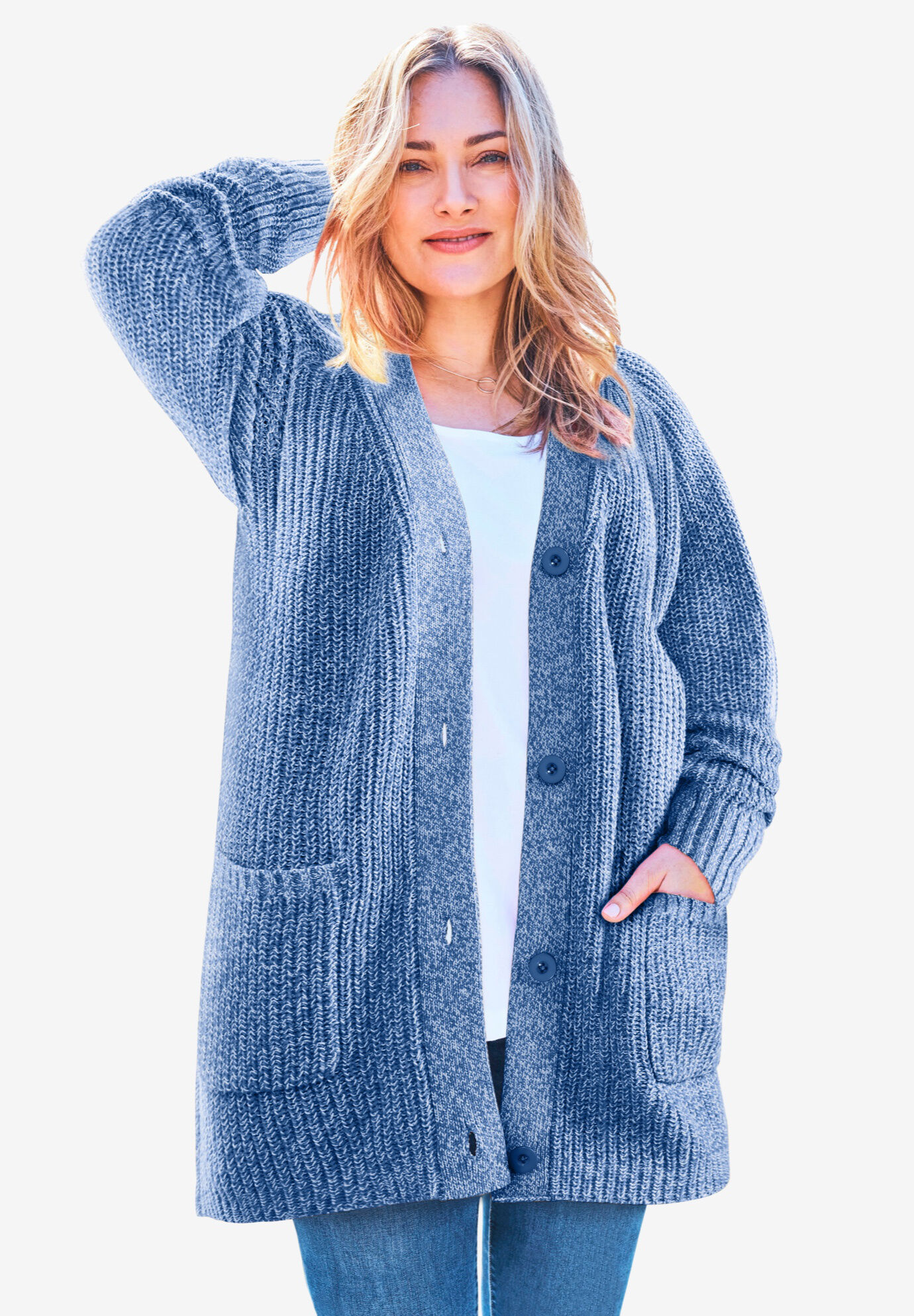 Long-Sleeve Shaker Cardigan Sweater | Woman Within