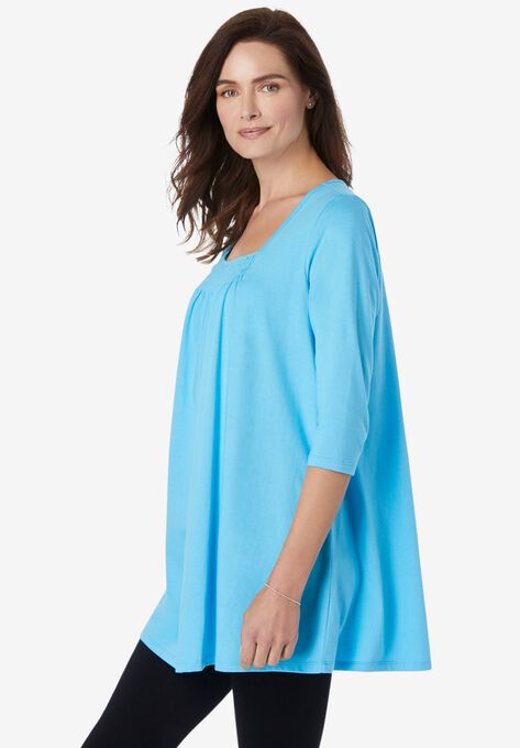 Tie-Dye Smocked Square-Neck Tunic | Woman Within
