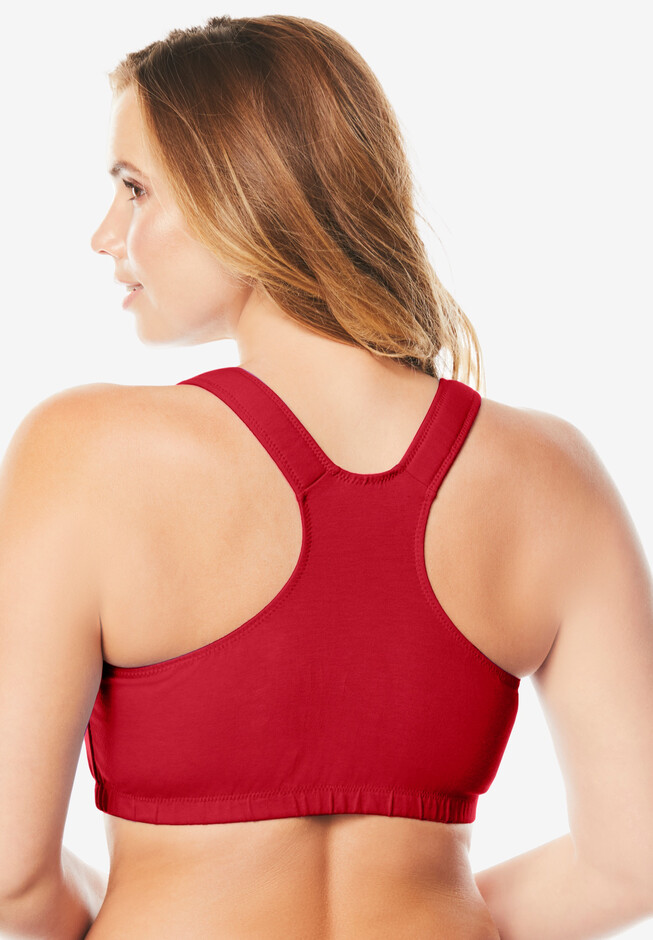 Back Smoothing Bras for Women Front Button Shapin Shoulder Strap Red 44 