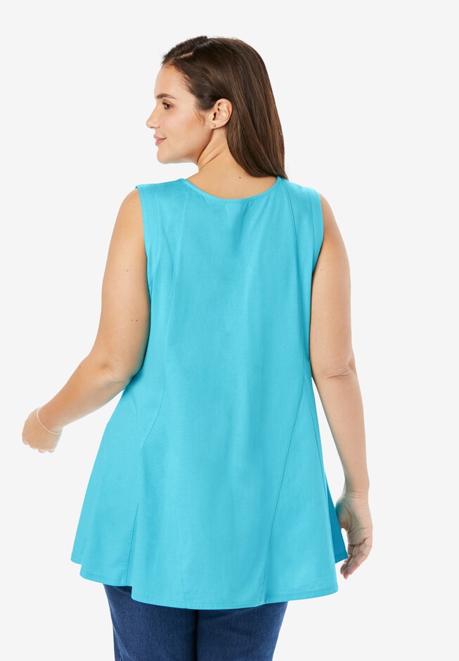Sleeveless Fit-And-Flare Tunic Top