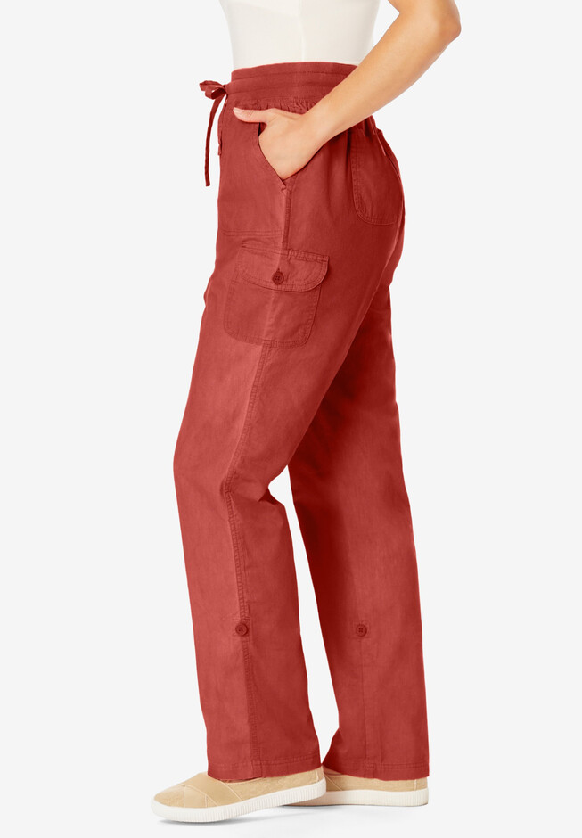 Utility Pants In Plus Size In Stretch Linen - Soulmate Pink