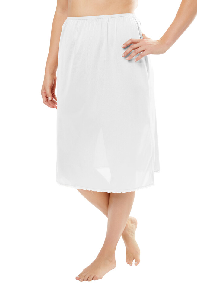 White 24'' Half Length Cling Resistant Under Skirt Slip