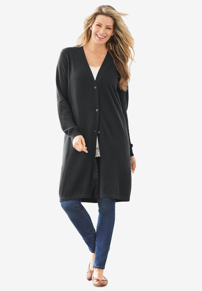 Women's Casual Plus Size Long Body Duster Cardigan with Pockets Made in USA  - Walmart.com