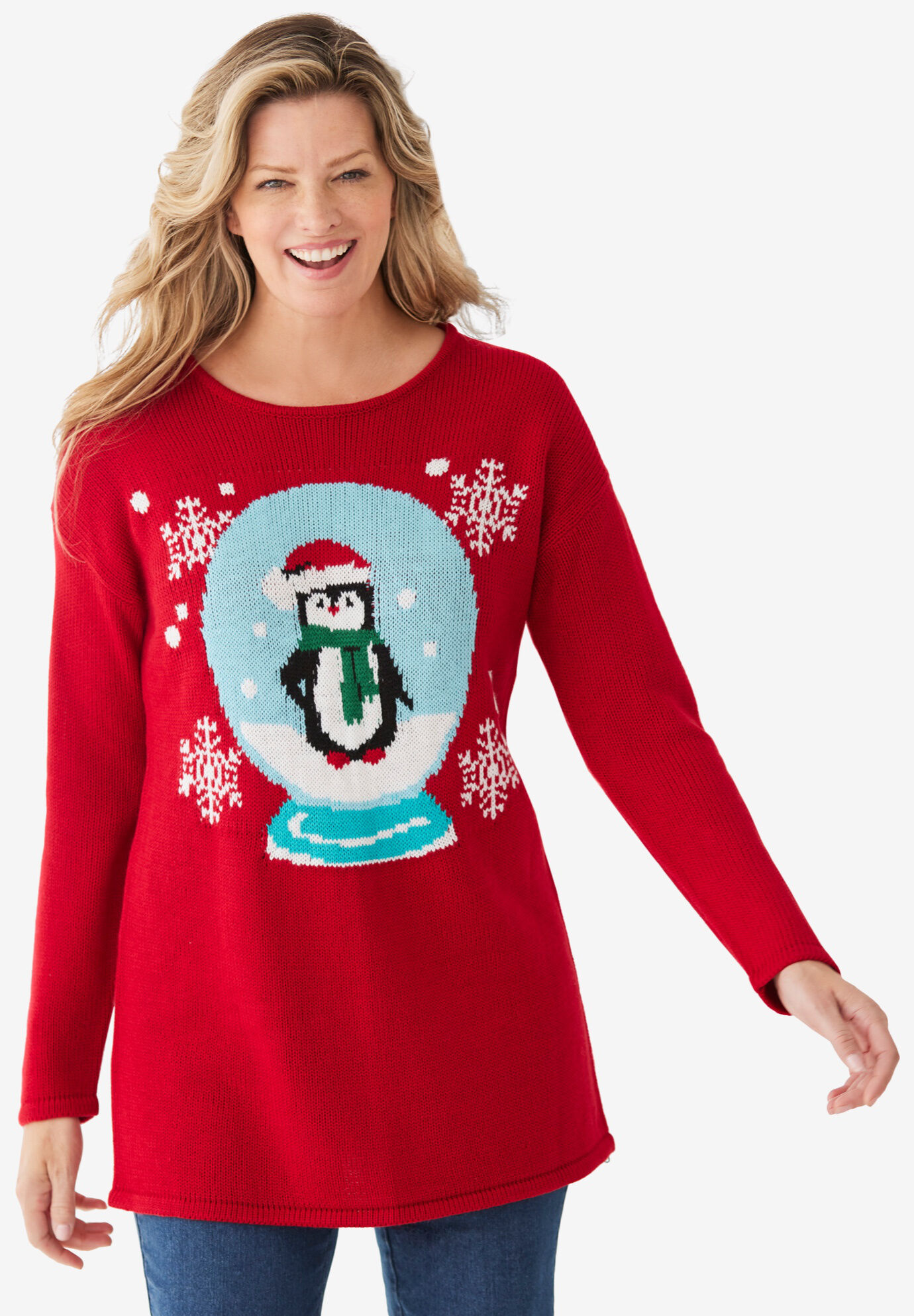 woman within christmas sweaters