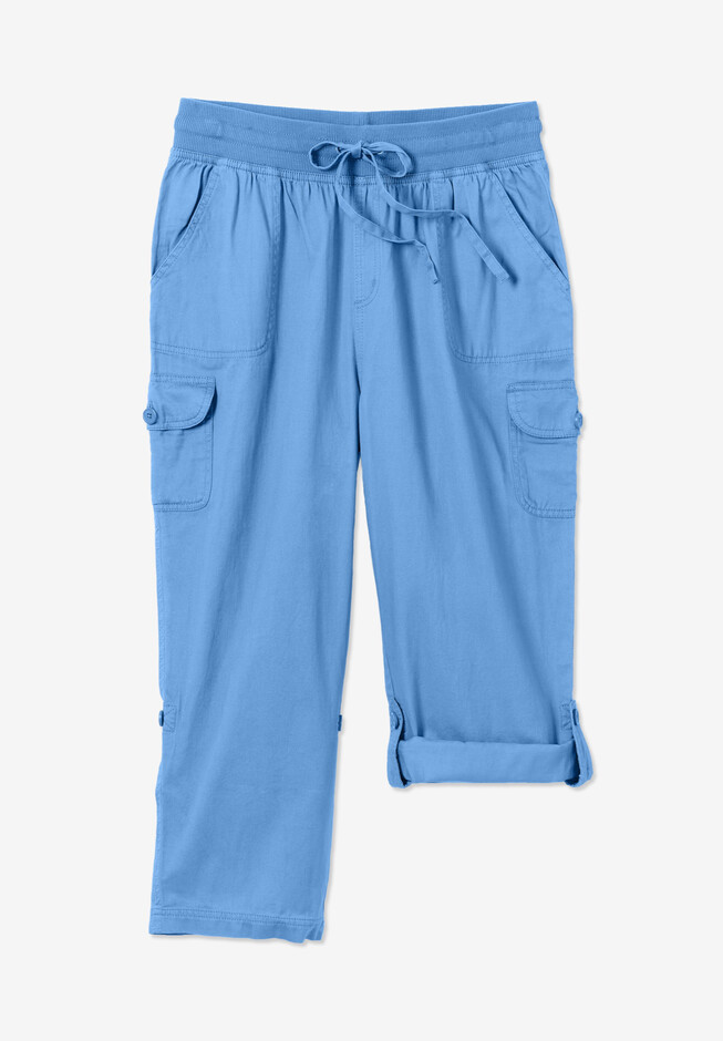 Woman Within Plus Size Convertible 2-in-1 Cargo Pant & Capri Elastic Waist  - 12 W, Gunmetal Gray at  Women's Clothing store