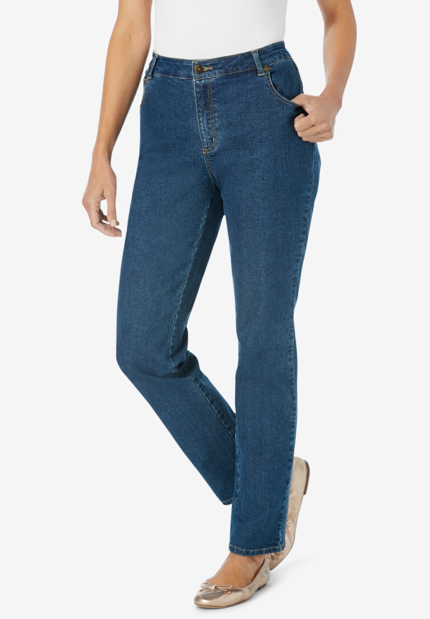 woman within straight leg jeans