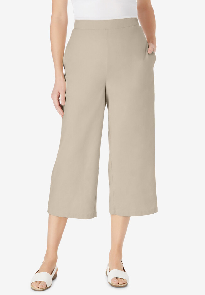Woman Within Women's Plus Size Linen Capri Pants - 12 W, Deep Cobalt Stripe  Multicolored at  Women's Clothing store