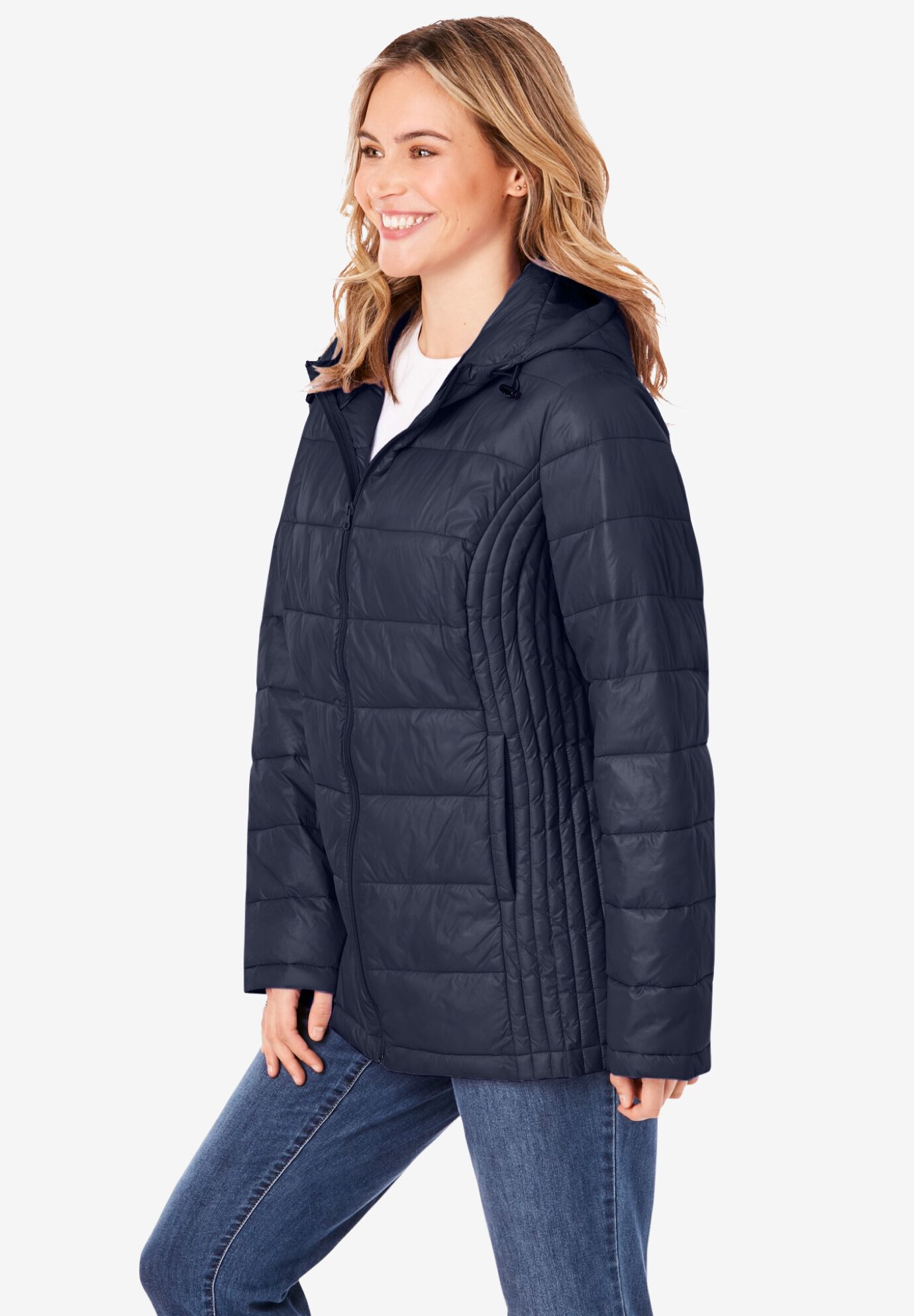 packable puffer jacket with hood