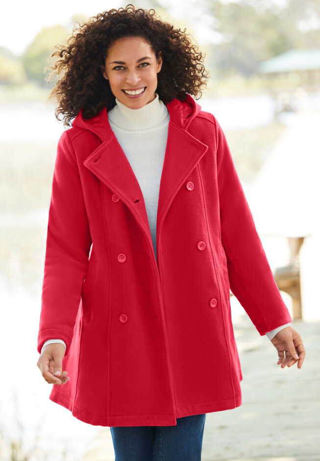 Woman Within Women's Plus Size Fleece Swing Funnel-Neck Coat Coat