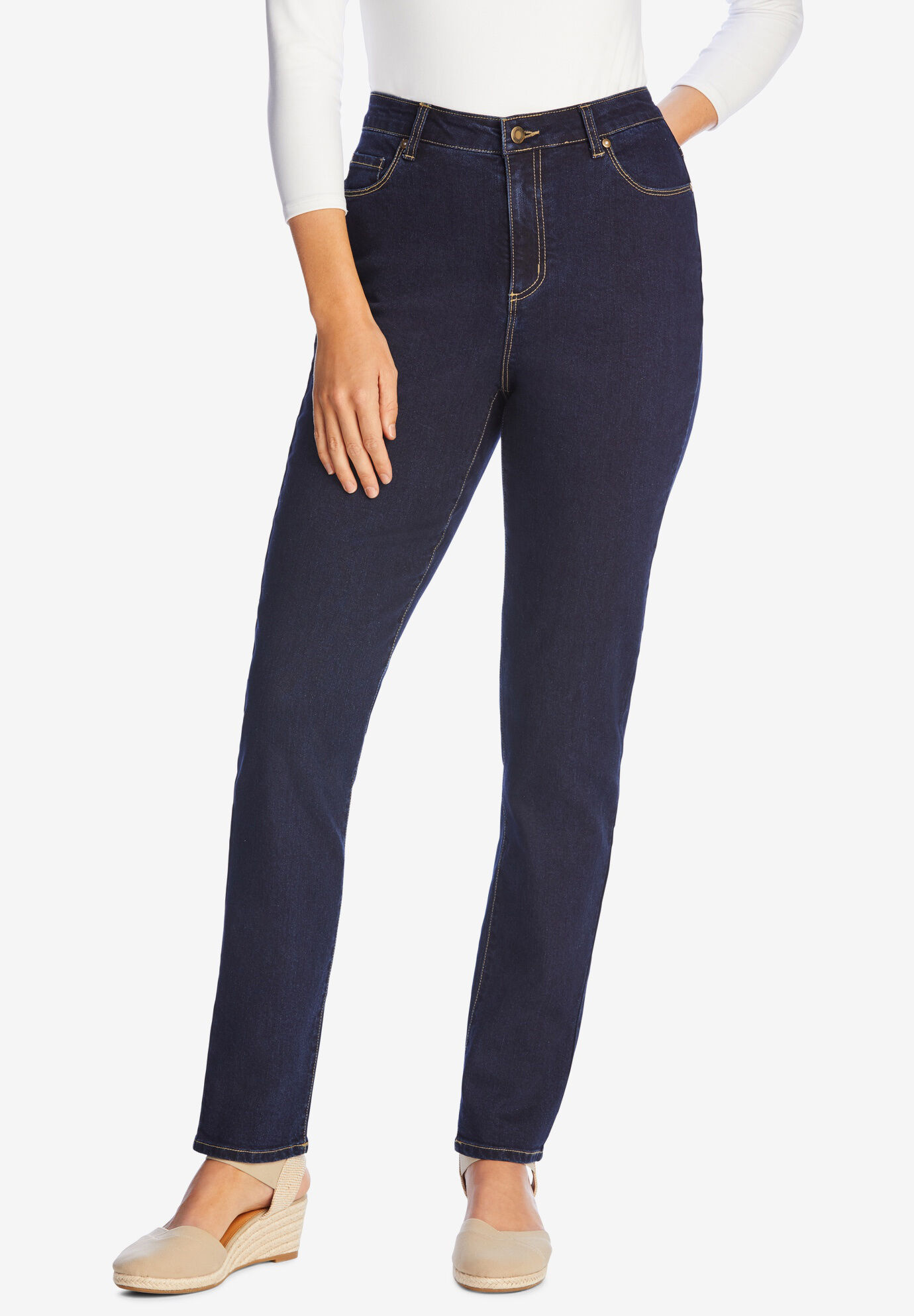 woman within straight leg jeans