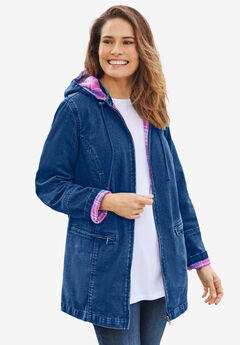  Women's Plus Size Denim Jacket Spring Autumn Short Coat Pink  Jean Jackets Casual Tops Purple Yellow White Loose Outerwear : Clothing