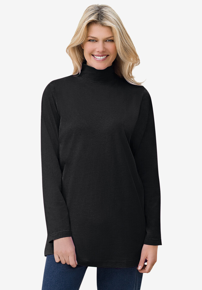 Plus Size Women's Perfect Long-Sleeve Turtleneck Tee by Woman Within in Black (Size 4X)