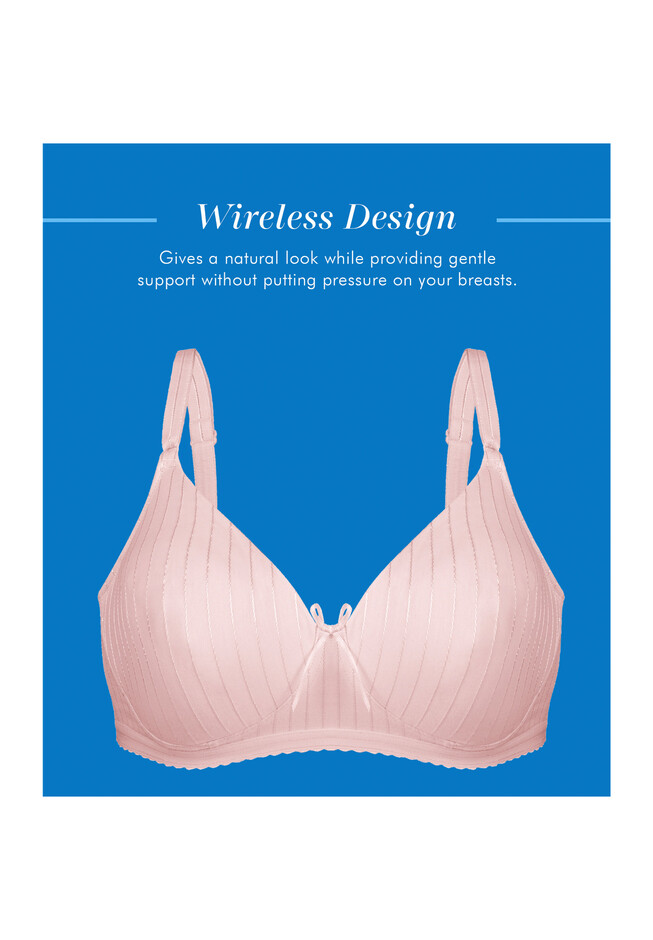 Lightly Lined Wireless Cotton Bra - Icy blue