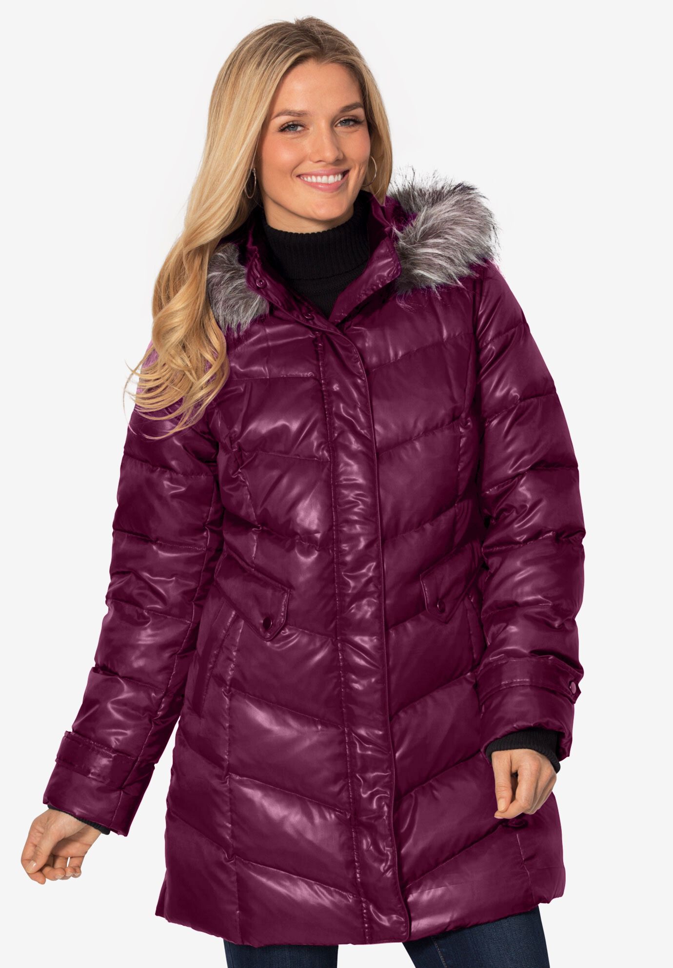 womens plus size packable puffer coat