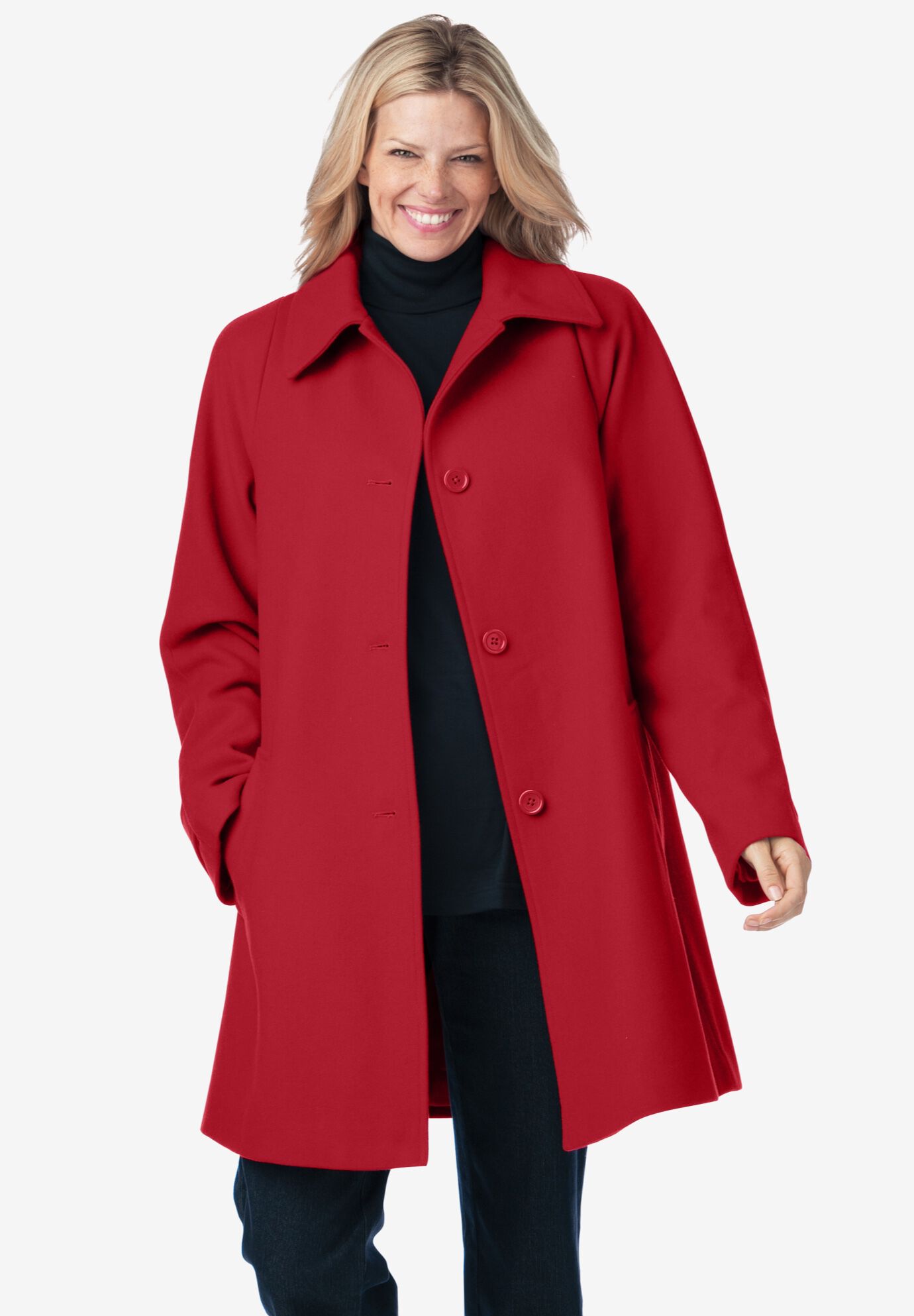 Wool-Blend Classic A-Line Coat | Woman Within