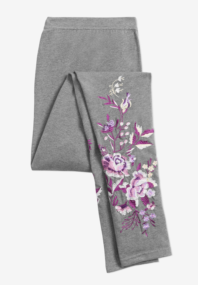 Buy Embroidered White Legging with Floral Embroidery Online in
