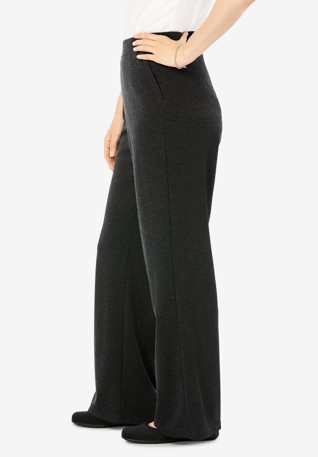 Jarbo womens size Medium ponte knit pants black 25” inseam Elastic Waist  t19