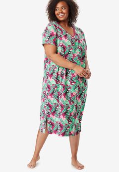 Long Cotton Gown by Dreams & Co® | Plus Size Sleep | Woman Within