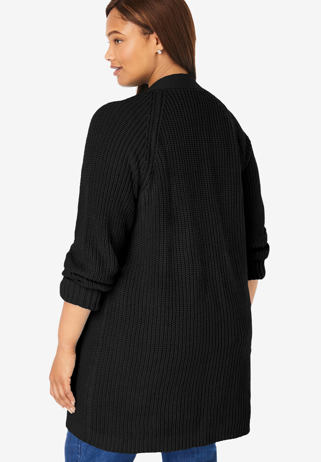 Long-Sleeve Shaker Cardigan Sweater