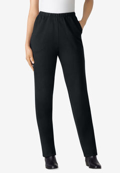 June + Vie Women's Plus Size Curvie Fit Wide-Leg Corner Office Pants - 12  W, Black at  Women's Clothing store