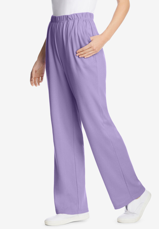 Woman Within Women's Plus Size Tall Stretch Cotton Wide Leg Pant Pant