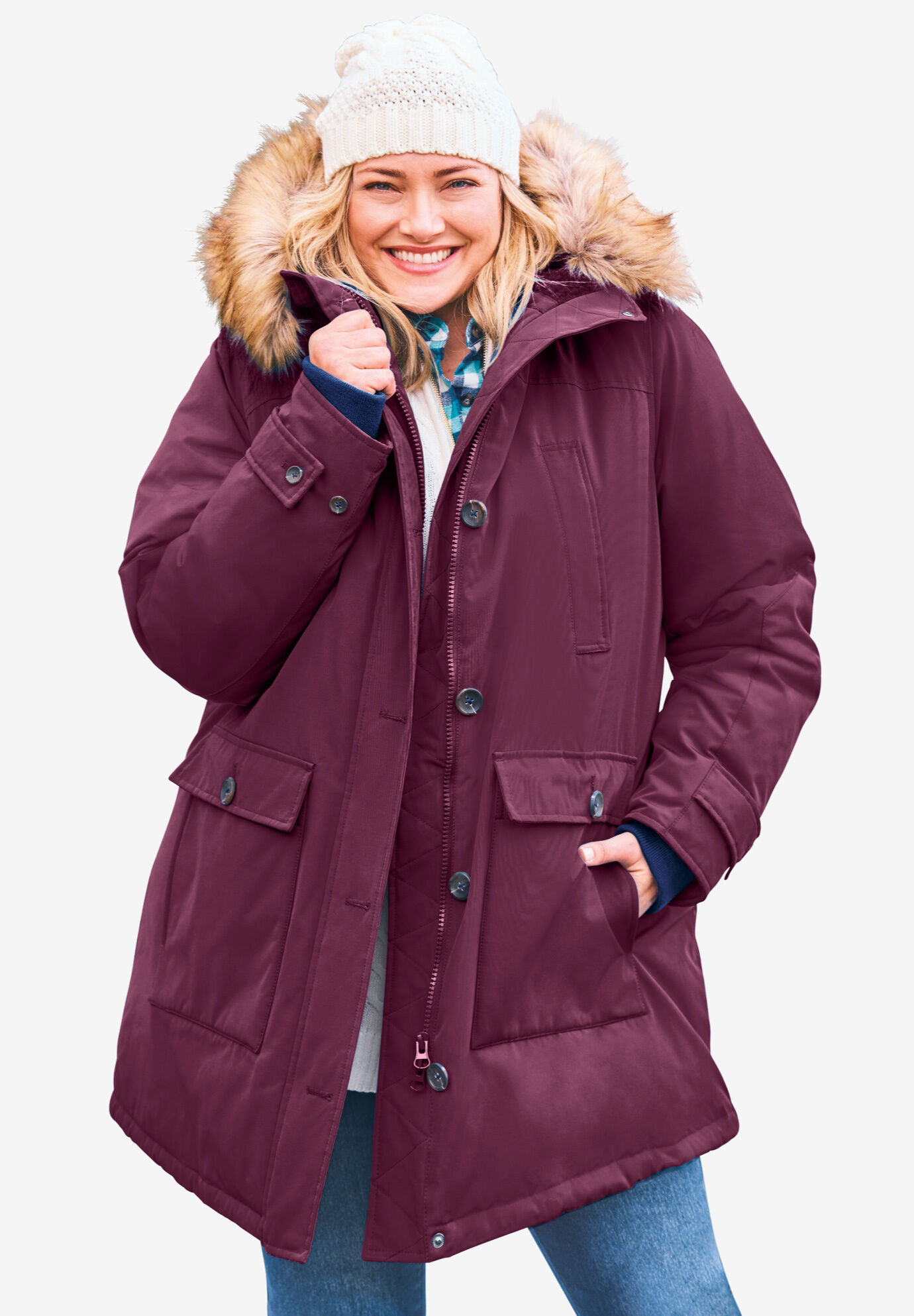 Burgundy parka sale