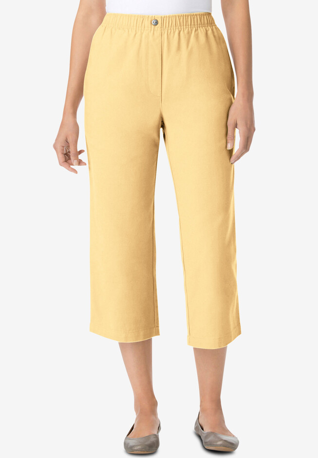 Roaman's Women's Plus Size Soft Knit Capri Pant - S, Yellow at   Women's Clothing store