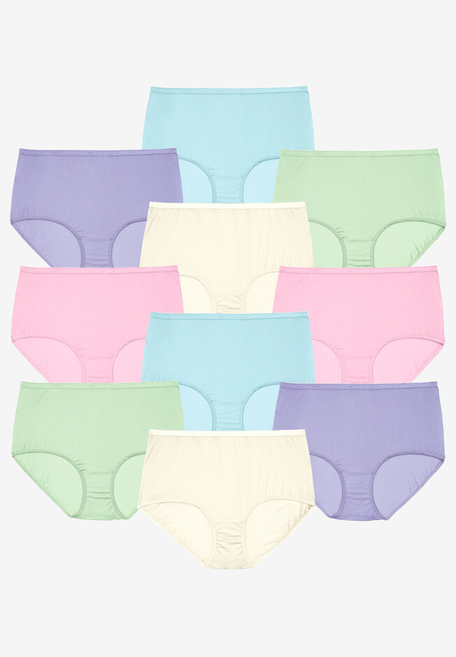 Fruit of the Loom Women's 10pk Cotton Briefs - Colors May Vary 10