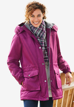 Woman Within Women's Plus Size Fleece Nylon Reversible Jacket Rain