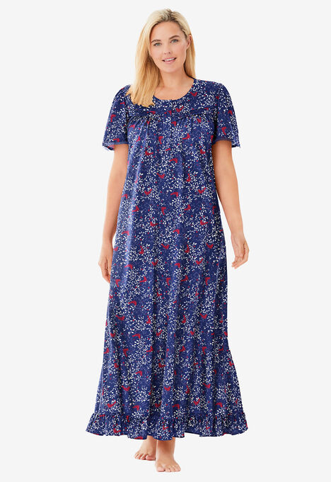 Long Floral Print Cotton Gown | Woman Within